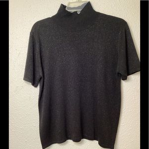 Karen Scott Short Black Gold  turtleneck top. Size: M